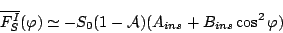 \begin{displaymath}
\overline{F_S^I} (\varphi)
\simeq - S_0 (1 - \mathcal{A})( A_{ins} + B_{ins} \cos^2 \varphi )
\end{displaymath}