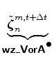 $\displaystyle \underbrace{\tilde{\Dvect{\zeta}}^{m,t+\Delta t}_{n}}_{ \mbox{{\cmssbx wz\_VorA}}^{\mbox{$\bullet$}} }$