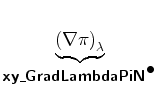 $\displaystyle \underbrace{\left(\nabla \pi \right)_{\lambda}}_{ \mbox{{\cmssbx xy\_GradLambdaPiN}}^{\mbox{$\bullet$}} }$