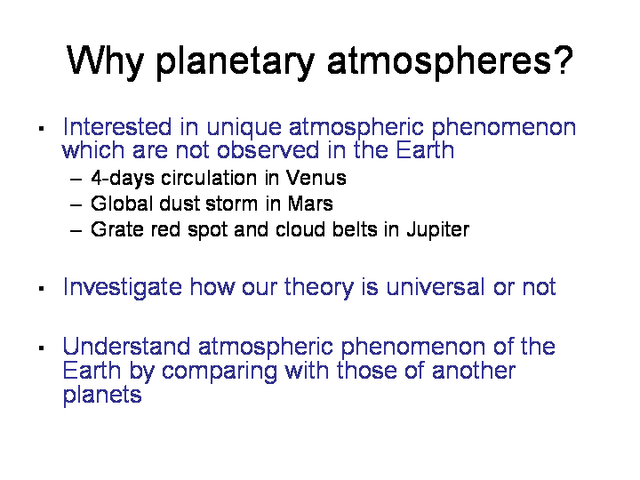 Why planetary atmosphere ?