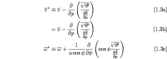 \begin{subequations}\begin{align}
 \overline{v}^* &\equiv \overline{v} 
 - \DP{}...
...e{v'\theta'}}
 {\DP{\overline{\theta}}{p}}\right)
 \end{align}\end{subequations}