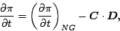 \begin{displaymath}
\DP{\pi}{t} =
\left( \frac{\partial \pi}{\partial t} \right)_{NG}
- \Dvect{C} \cdot \Dvect{D} ,
\end{displaymath}