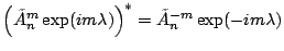 ${\displaystyle
\left(\tilde{A}^m_n \exp(im\lambda) \right)^*
= \tilde{A}^{-m}_n \exp(-im\lambda) }$