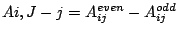 $A{i,J-j}=A_{ij}^{even}-A_{ij}^{odd}$