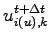 $\displaystyle u^{t+\Delta t}_{i(u),k}$