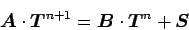 \begin{displaymath}
\Dvect{A}\cdot \Dvect{T}^{n+1} = \Dvect{B}\cdot \Dvect{T}^{n} +
\Dvect{S}
\end{displaymath}