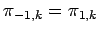 $\displaystyle \pi_{-1,k} = \pi_{1,k}$